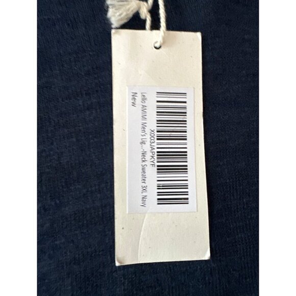 Lello Mens Navy Lightweight Sweater XXXL Cotton & Linen Blend Crewneck - Picture 2 of 5